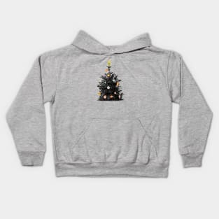 Christmas tree and retro ornaments Kids Hoodie